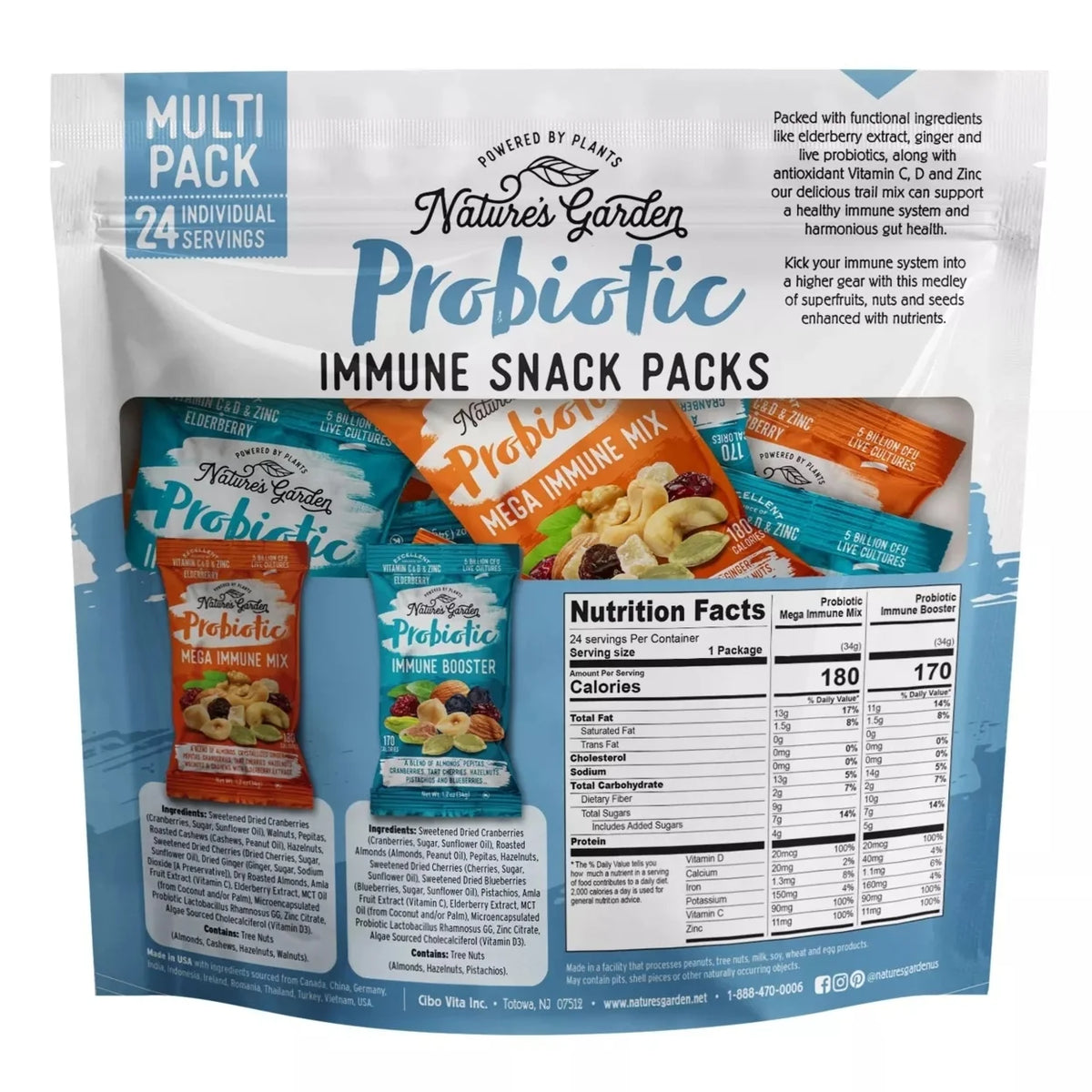 Nature's Garden Probiotic Immune Snack Packs 28.8oz (Pack of 24)