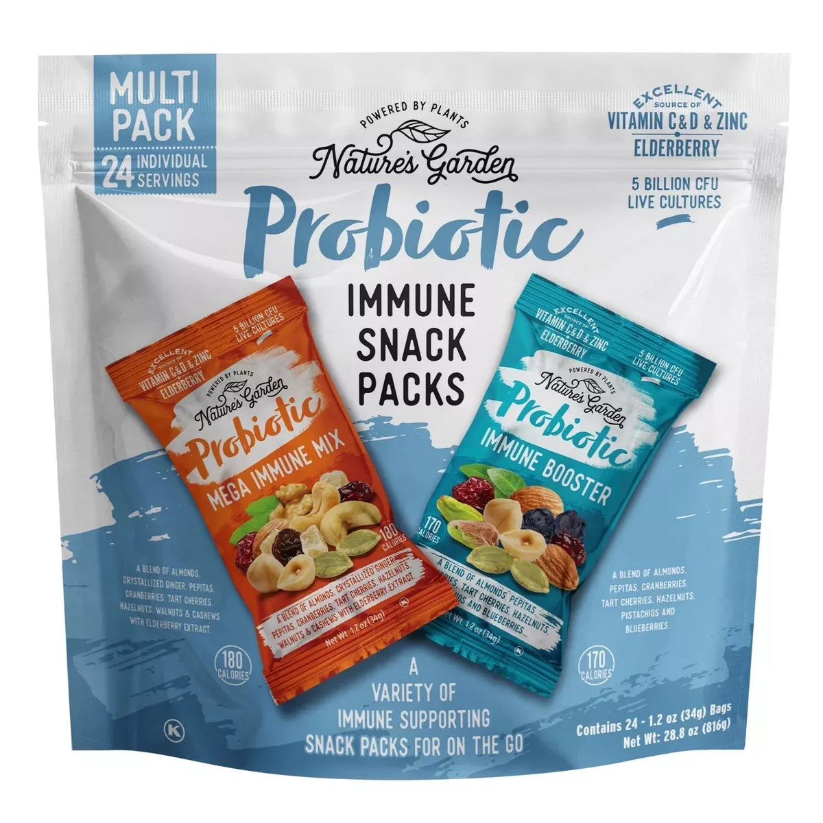 Nature's Garden Probiotic Immune Snack Packs 28.8oz (Pack of 24)