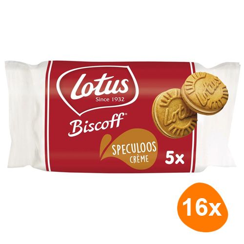 Lotus Biscoff Sandwich Biscuit Cream Speculoos 5pcs (Pack of 16)